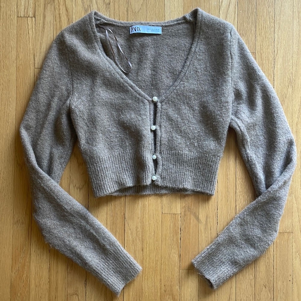 Zara, xs, never worn, cropped brown sweater
